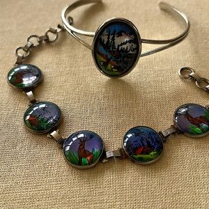 Two Vintage Deer Inspired Bracelets